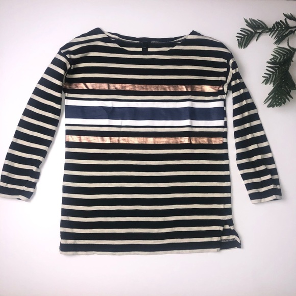 J Crew Saint Striped Shirt Navy Blue White  XXS - Picture 1 of 3